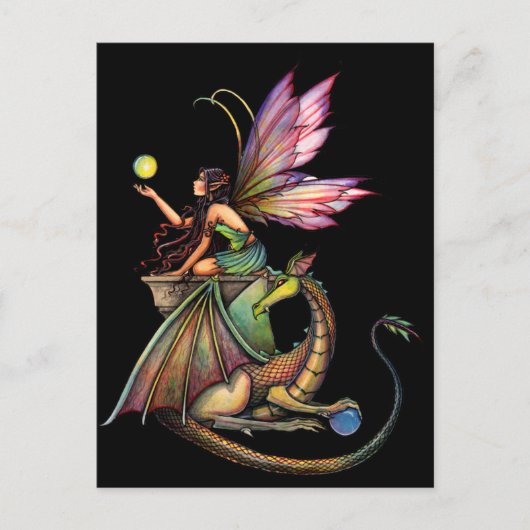 Carte Postale Dragon's Orbs Fairy and Dragon par Molly Harrison (Devant)