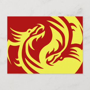 Carte Postale Dragons tribaux Yin Yang (Customisez !)