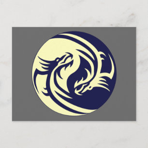 Carte Postale Dragons tribaux Yin Yang (personnalisable)