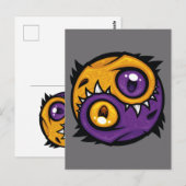 Carte Postale Dragons Yin Yang Or et Violet (Devant / Derrière)