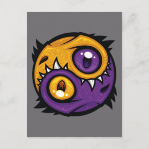 Carte Postale Dragons Yin Yang Or et Violet
