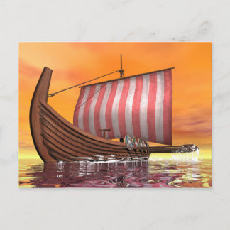 Carte Postale Drakkar ou navire viking - rendu 3D