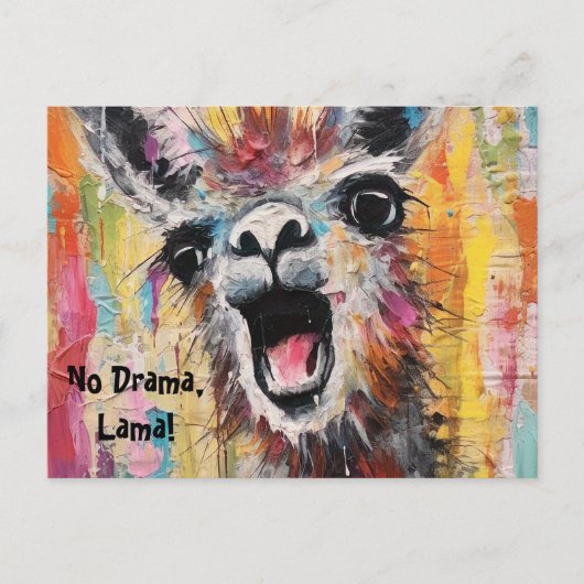 Carte Postale Drama Lama Personnalisable Funky Hipster Mignon (Devant)