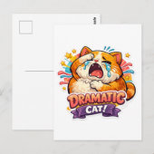 Carte Postale Dramatic Cat Funny Crying Cartoon Art Reaction (Devant / Derrière)