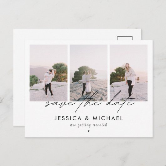 Carte Postale Dramatic Chic Script 3 Photo Collage Enregistrer L (Devant / Derrière)