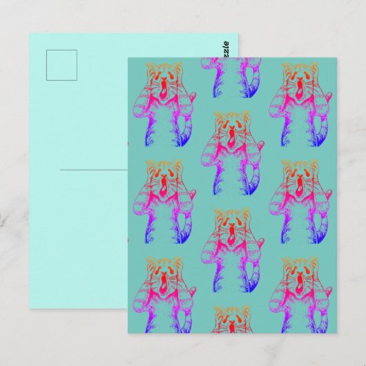 CARTE POSTALE DRAME DE CHAT D'HORREUR GOTH, QUELQU'UN A DÉPLACÉ (Devant / Derrière)