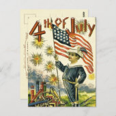 Carte Postale Drapeau 4 juillet (Devant / Derrière)