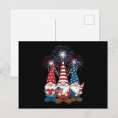 Carte Postale Drapeau 4 juillet Gnomes Funny Patriotic USA (Devant / Derrière)