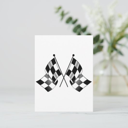 Carte Postale drapeau à damiers (Debout devant)