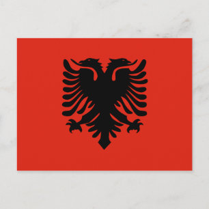 Carte Postale Drapeau à double tête rouge et noir de l'Albanie