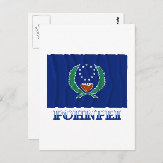 Carte Postale Drapeau agitant de Pohnpei, avec le nom (Devant / Derrière)