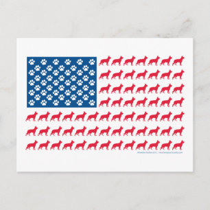 Carte Postale Drapeau allemand Shhepherd Patriotic USA