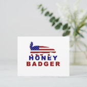 Carte Postale drapeau américain à blaireaux de miel (Debout devant)