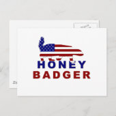 Carte Postale drapeau américain à blaireaux de miel (Devant / Derrière)