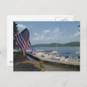 Carte Postale Drapeau américain à la marina du lac Arrowhead (Devant / Derrière)