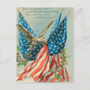 Carte Postale Drapeau américain Aigle Rose Jour du Souvenir