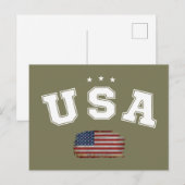 Carte Postale Drapeau américain Anciens combattants patriotiques (Devant / Derrière)