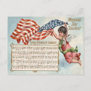 Carte Postale Drapeau américain Ange Chérubin Bannière étoilée