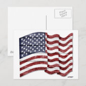 Carte Postale Drapeau américain avec grain de bois (Devant / Derrière)