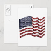 Carte Postale Drapeau américain avec grain de bois (Devant / Derrière)