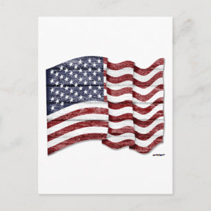Carte Postale Drapeau américain avec grain de bois