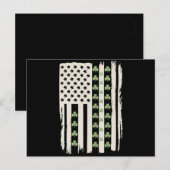 Carte Postale Drapeau américain avec trèfles pour la Saint-Patri (Devant / Derrière)