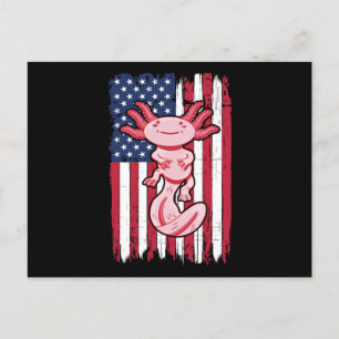 Carte Postale Drapeau américain Axolotl Cadeau USA 4 juillet Ani