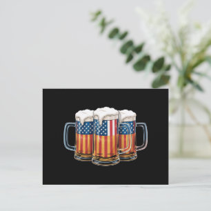 Carte Postale Drapeau américain Bière 4 juillet Merica Boire USA
