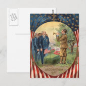 Carte Postale Drapeau américain Bugle Taps Couronne de cimetière (Devant / Derrière)