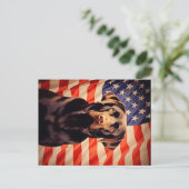 Carte Postale Drapeau américain Chocolat Labrador (Debout devant)