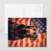 Carte Postale Drapeau américain Chocolat Labrador (Devant / Derrière)