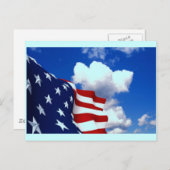 Carte Postale Drapeau américain dans le ciel bleu (Devant / Derrière)