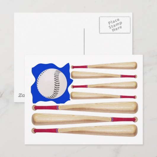 Carte Postale Drapeau américain de baseball cadeaux (Devant / Derrière)
