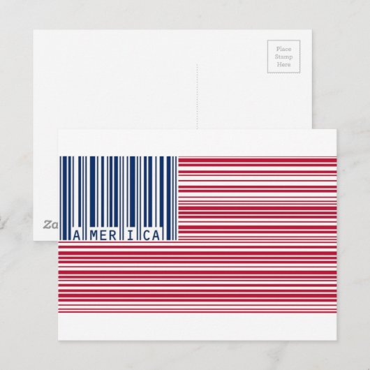Carte Postale drapeau américain de code barres (Devant / Derrière)