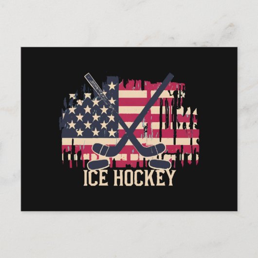 Carte Postale Drapeau américain de hockey sur glace (Devant)