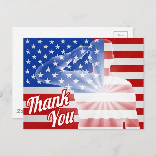 Carte Postale Drapeau américain de la fête des Anciens combattan (Devant / Derrière)
