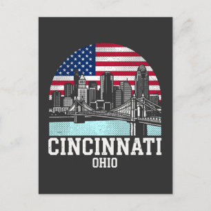 Carte Postale Drapeau américain de la ville de Cincinnati dans l