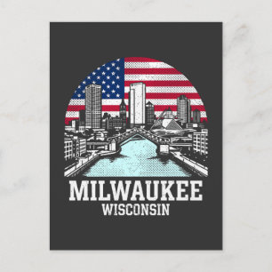 Carte Postale Drapeau américain de la ville de Milwaukee dans le
