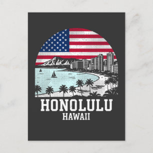 Carte Postale Drapeau américain de la ville d'Honolulu Hawaï