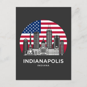 Carte Postale Drapeau américain de la ville d'Indianapolis dans