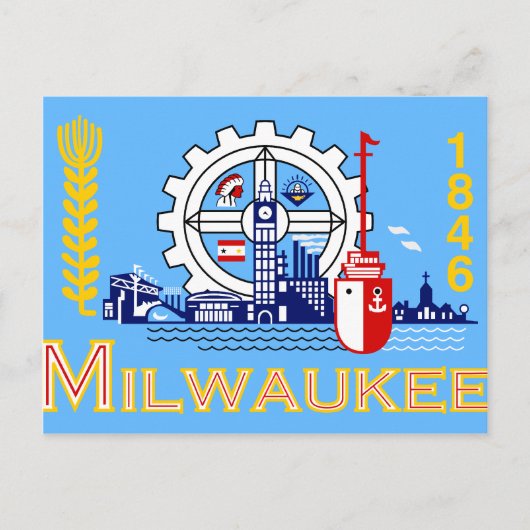 Carte Postale Drapeau américain de Milwaukee, Wisconsin (Devant)