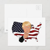 Carte Postale Drapeau américain du président Trump, l'oncle Sam  (Devant / Derrière)