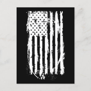 Carte Postale Drapeau Américain en Blanc en détresse