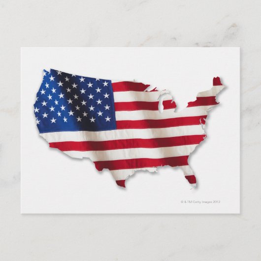 Carte Postale Drapeau américain en forme des États-Unis (Devant)