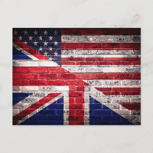 Carte Postale Drapeau américain et britannique. (Devant)