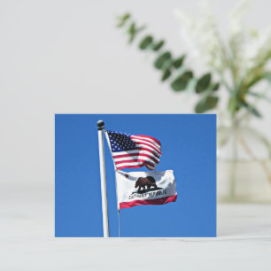 Carte Postale Drapeau américain et drapeau de Californie