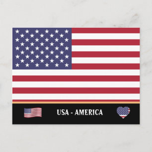 Carte Postale Drapeau américain et voyage au pays USA / États-Un