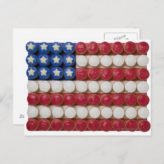 Carte Postale Drapeau américain fait de petits gâteaux (Devant / Derrière)