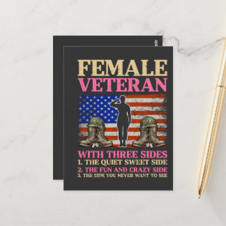 Carte Postale Drapeau américain femme vétéran militaire drôle 
