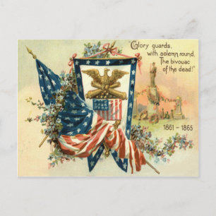 Carte Postale Drapeau américain Fleur Guerre de Sécession Aigle
